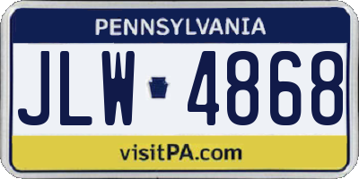 PA license plate JLW4868
