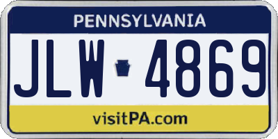 PA license plate JLW4869