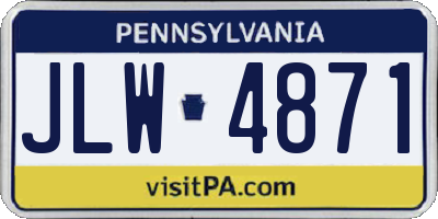PA license plate JLW4871