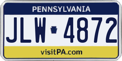 PA license plate JLW4872