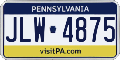 PA license plate JLW4875