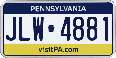 PA license plate JLW4881
