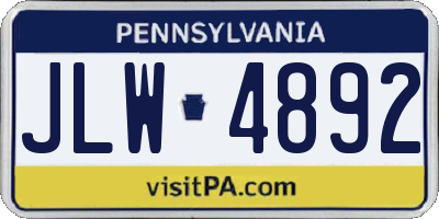 PA license plate JLW4892