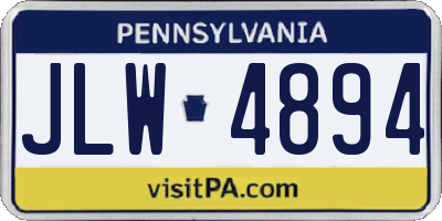PA license plate JLW4894