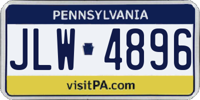PA license plate JLW4896