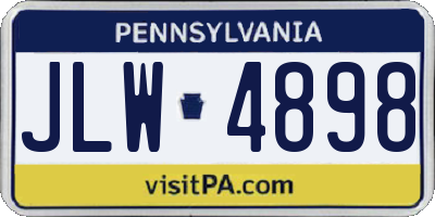 PA license plate JLW4898