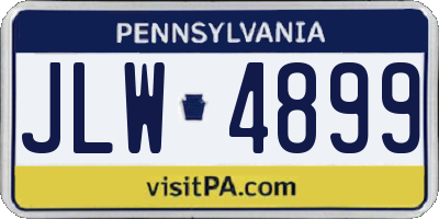 PA license plate JLW4899