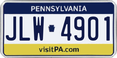 PA license plate JLW4901