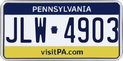 PA license plate JLW4903