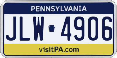PA license plate JLW4906