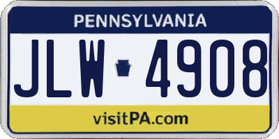 PA license plate JLW4908