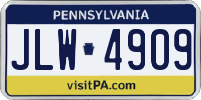 PA license plate JLW4909