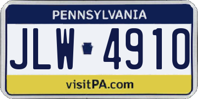 PA license plate JLW4910