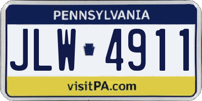 PA license plate JLW4911