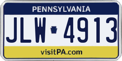 PA license plate JLW4913