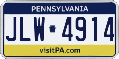 PA license plate JLW4914