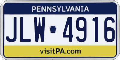 PA license plate JLW4916