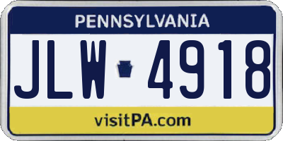 PA license plate JLW4918