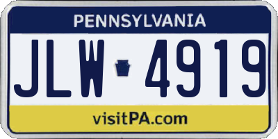PA license plate JLW4919