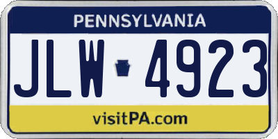 PA license plate JLW4923