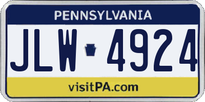 PA license plate JLW4924