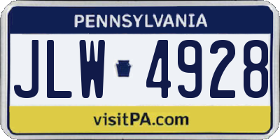 PA license plate JLW4928