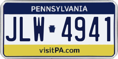 PA license plate JLW4941