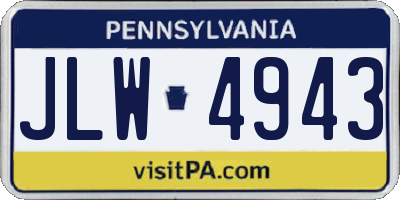 PA license plate JLW4943