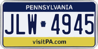 PA license plate JLW4945
