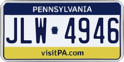 PA license plate JLW4946