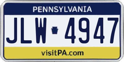 PA license plate JLW4947