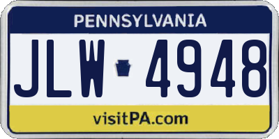 PA license plate JLW4948