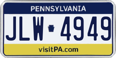 PA license plate JLW4949
