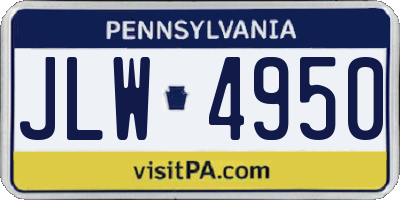 PA license plate JLW4950
