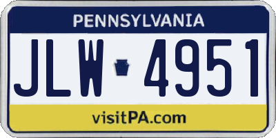 PA license plate JLW4951