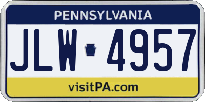 PA license plate JLW4957