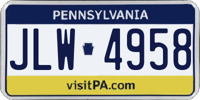 PA license plate JLW4958