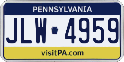 PA license plate JLW4959
