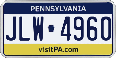 PA license plate JLW4960