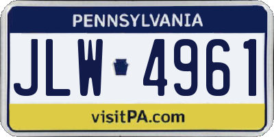 PA license plate JLW4961