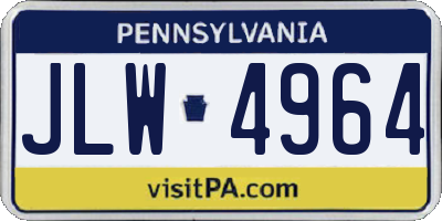 PA license plate JLW4964