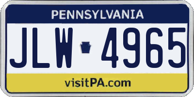 PA license plate JLW4965