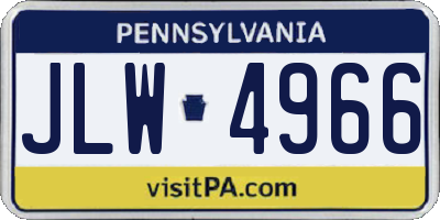 PA license plate JLW4966