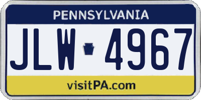 PA license plate JLW4967