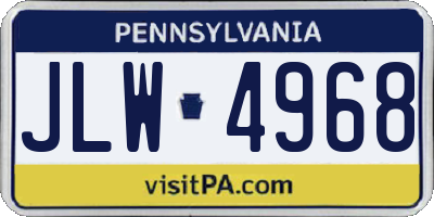 PA license plate JLW4968