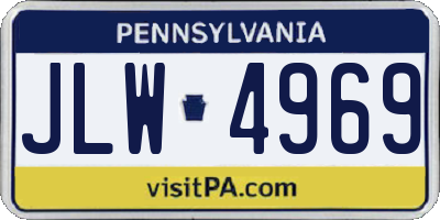 PA license plate JLW4969