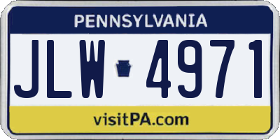 PA license plate JLW4971