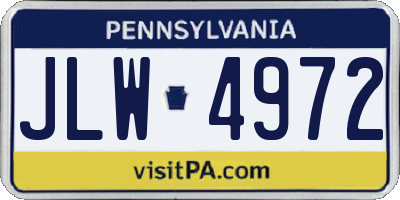 PA license plate JLW4972