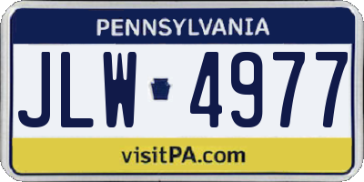 PA license plate JLW4977