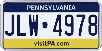 PA license plate JLW4978